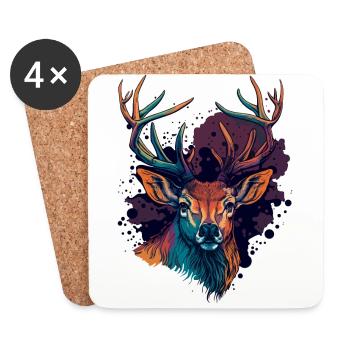 Art du cerf - Dessous de verre (lot de 4) - blanc - Devant