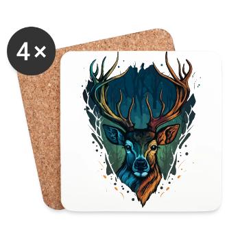 Deer Heads - Coasters (set of 4) - white - Front