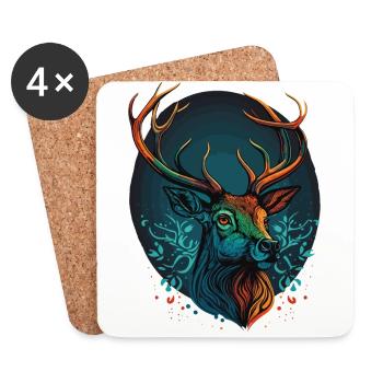 Deer head Design - Coasters (set of 4) - white - Front