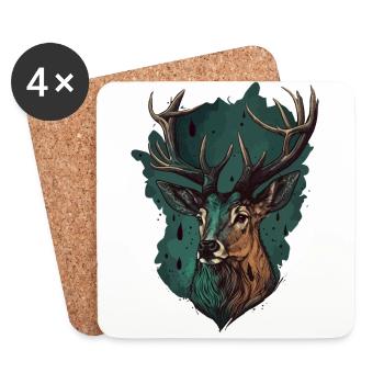 Drôle de cerf - Dessous de verre (lot de 4) - blanc - Devant