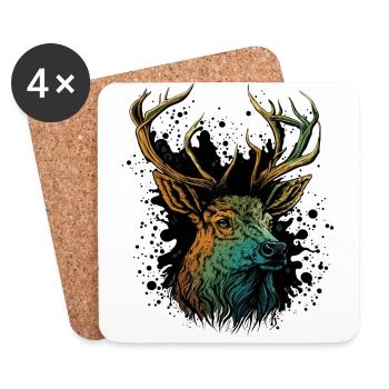 Antlers Head - Coasters (set of 4) - white - Front