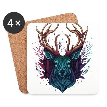 Buck Deer - Coasters (set of 4) - white - Front