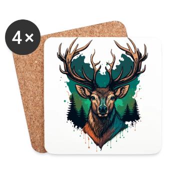 Deer Silhouette - Coasters (set of 4) - white - Front