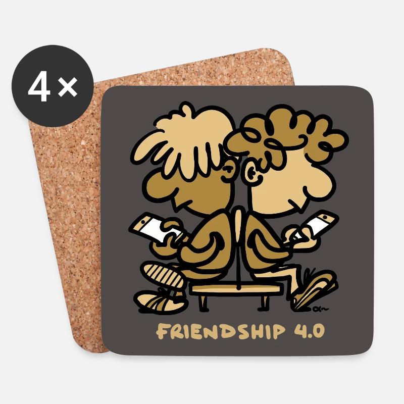 Friendship 4.0 - Untersetzer (4er-Set) - Weiß