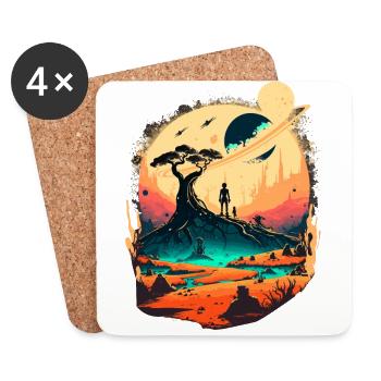 Doux extraterrestre - Dessous de verre (lot de 4) - blanc - Devant