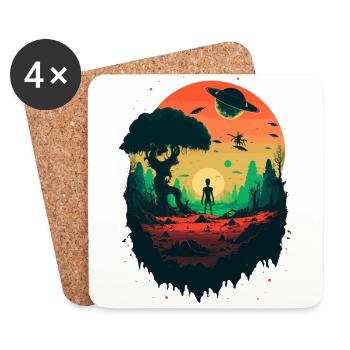 Regard extraterrestre - Dessous de verre (lot de 4) - blanc - Devant