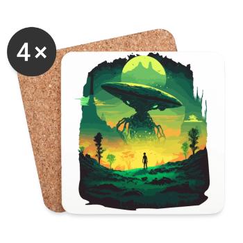 Welt-UFO-Tag - Untersetzer (4er-Set) - Weiß - Vorne