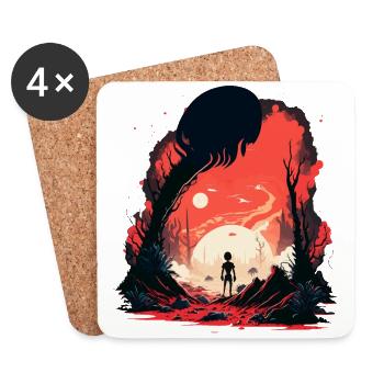 Aliens humanoïdes - Dessous de verre (lot de 4) - blanc - Devant
