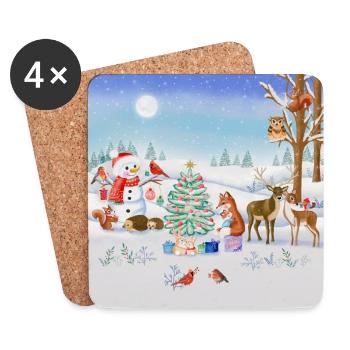 Conte de fées de Noël-hiver - Dessous de verre (lot de 4) - blanc - Devant