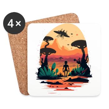 Alien in Alien World - Coasters (set of 4) - white - Front