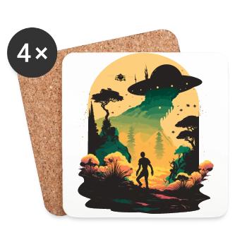 OVNI dans les bois - Dessous de verre (lot de 4) - blanc - Devant