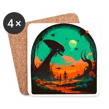 Aliens are Everywere - Coasters (set of 4) - white - Front