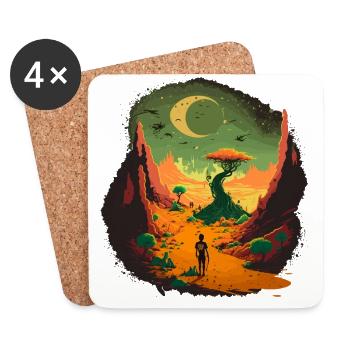 Alien coloré - Dessous de verre (lot de 4) - blanc - Devant