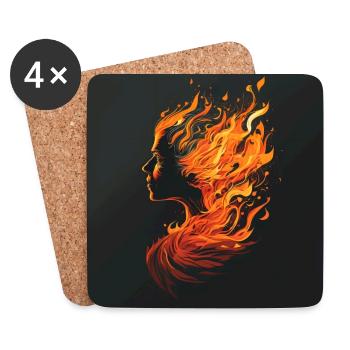 Girl on Fire - Coasters (set of 4) - white - Front
