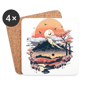 Paysage chinois - Dessous de verre (lot de 4) - blanc - Devant