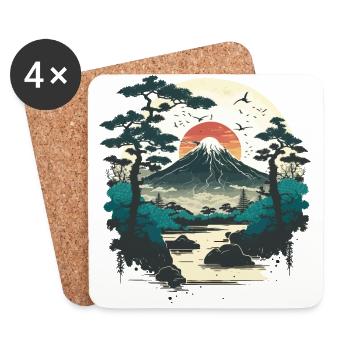 Méditation japonaise - Dessous de verre (lot de 4) - blanc - Devant