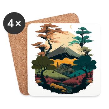 Illustration im Querformat - Untersetzer (4er-Set) - Weiß - Vorne