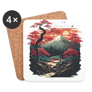 Japon - Dessous de verre (lot de 4) - blanc - Devant