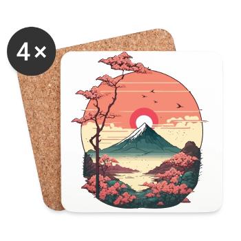 Coucher de soleil sur Montain - Dessous de verre (lot de 4) - blanc - Devant