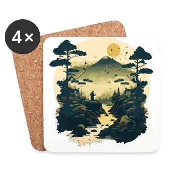 Japanese Woodblock - Coasters (set of 4) - white - Front