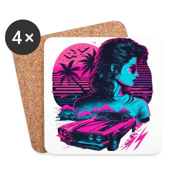 Fille des années 80 - Dessous de verre (lot de 4) - blanc - Devant