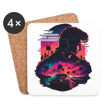 Art des ondes de vapeur - Dessous de verre (lot de 4) - blanc - Devant