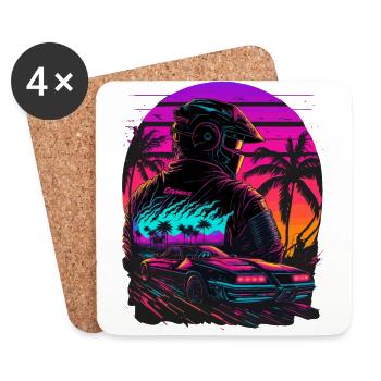 Miami Beach Vaperwave - Dessous de verre (lot de 4) - blanc - Devant