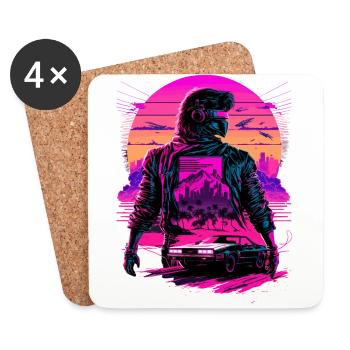 Futuristic Synthwave - Coasters (set of 4) - white - Front
