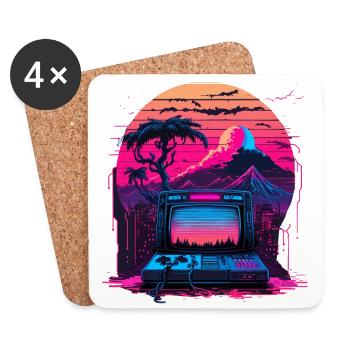 Ordinateur Vaporwave - Dessous de verre (lot de 4) - blanc - Devant