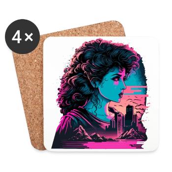 Miami Beach 80s Girl - Coasters (set of 4) - white - Front