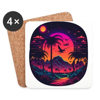 Synthwave - Dessous de verre (lot de 4) - blanc - Devant