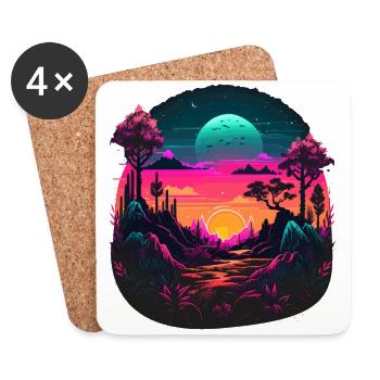 Vaporwave Landscape - Coasters (set of 4) - white - Front