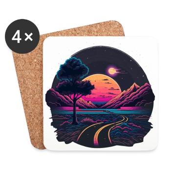 Soleil néon - Dessous de verre (lot de 4) - blanc - Devant