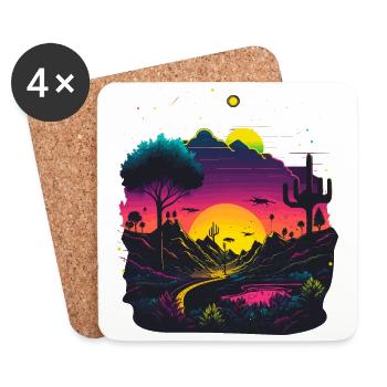 Lever du soleil - Dessous de verre (lot de 4) - blanc - Devant