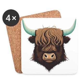 Yak Head Illustration - Coasters (set of 4) - white - Front