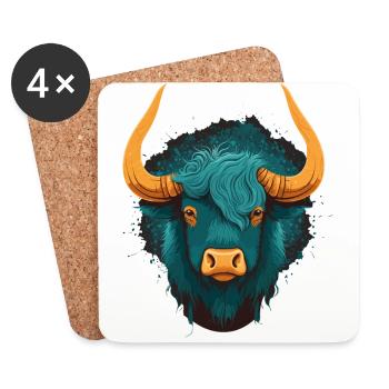 Gehörnte Yak - Untersetzer (4er-Set) - Weiß - Vorne