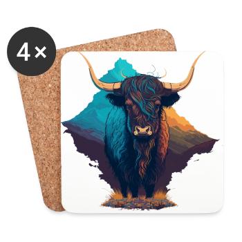 Colorful Yak - Coasters (set of 4) - white - Front
