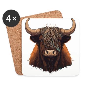 Illustration de Yak Head - Dessous de verre (lot de 4) - blanc - Devant