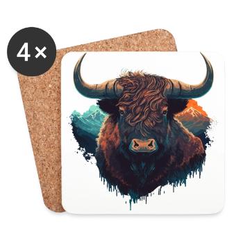 Mountain Animal - Coasters (set of 4) - white - Front