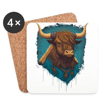 Yak im Hemd - Untersetzer (4er-Set) - Weiß - Vorne