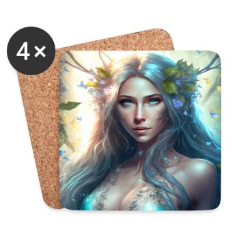Beautiful Fantasy Forest Fairy - Coasters (set of 4) - white - Front