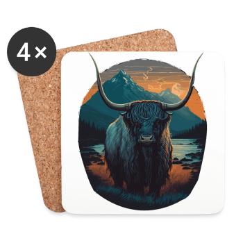 Yak with huge Horns - Coasters (set of 4) - white - Front