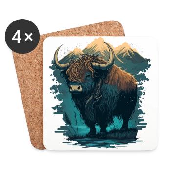 Yak Kunstwerk - Untersetzer (4er-Set) - Weiß - Vorne