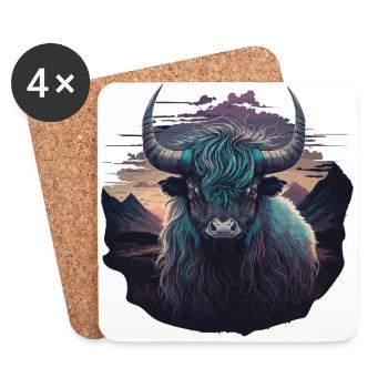 Tibet Yak - Dessous de verre (lot de 4) - blanc - Devant