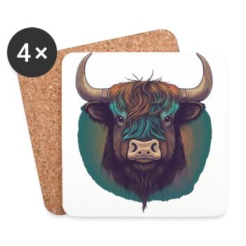 Tibetan Yak - Coasters (set of 4) - white - Front
