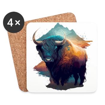 Galaxie Yak - Dessous de verre (lot de 4) - blanc - Devant