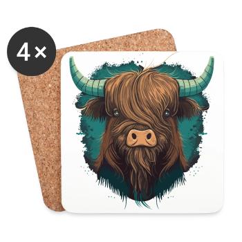 Cute Yak Head - Coasters (set of 4) - white - Front