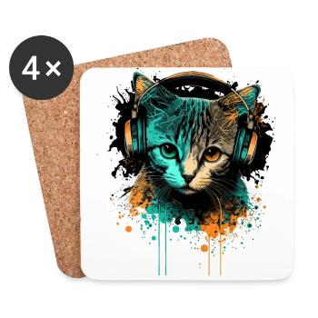 Music Kitten - Coasters (set of 4) - white - Front