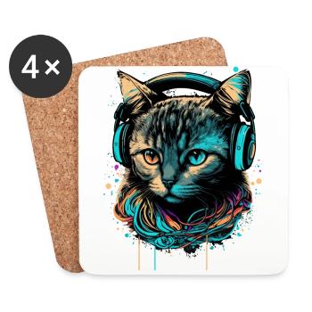 Amoureux des chats - Dessous de verre (lot de 4) - blanc - Devant