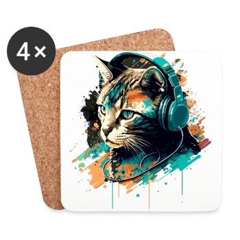 Cat Rock - Coasters (set of 4) - white - Front